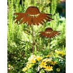 2er Set Gartenstecker Beetstecker Edelrost Sonnenhut blühend